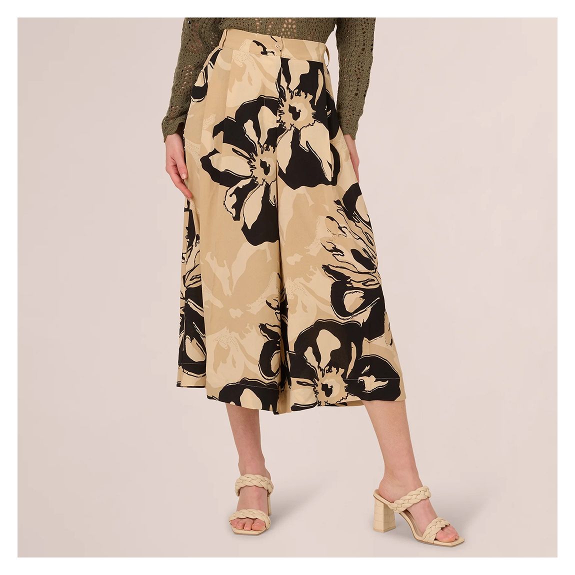 Khaki Wide Leg Soft Gaucho Pant main product photo