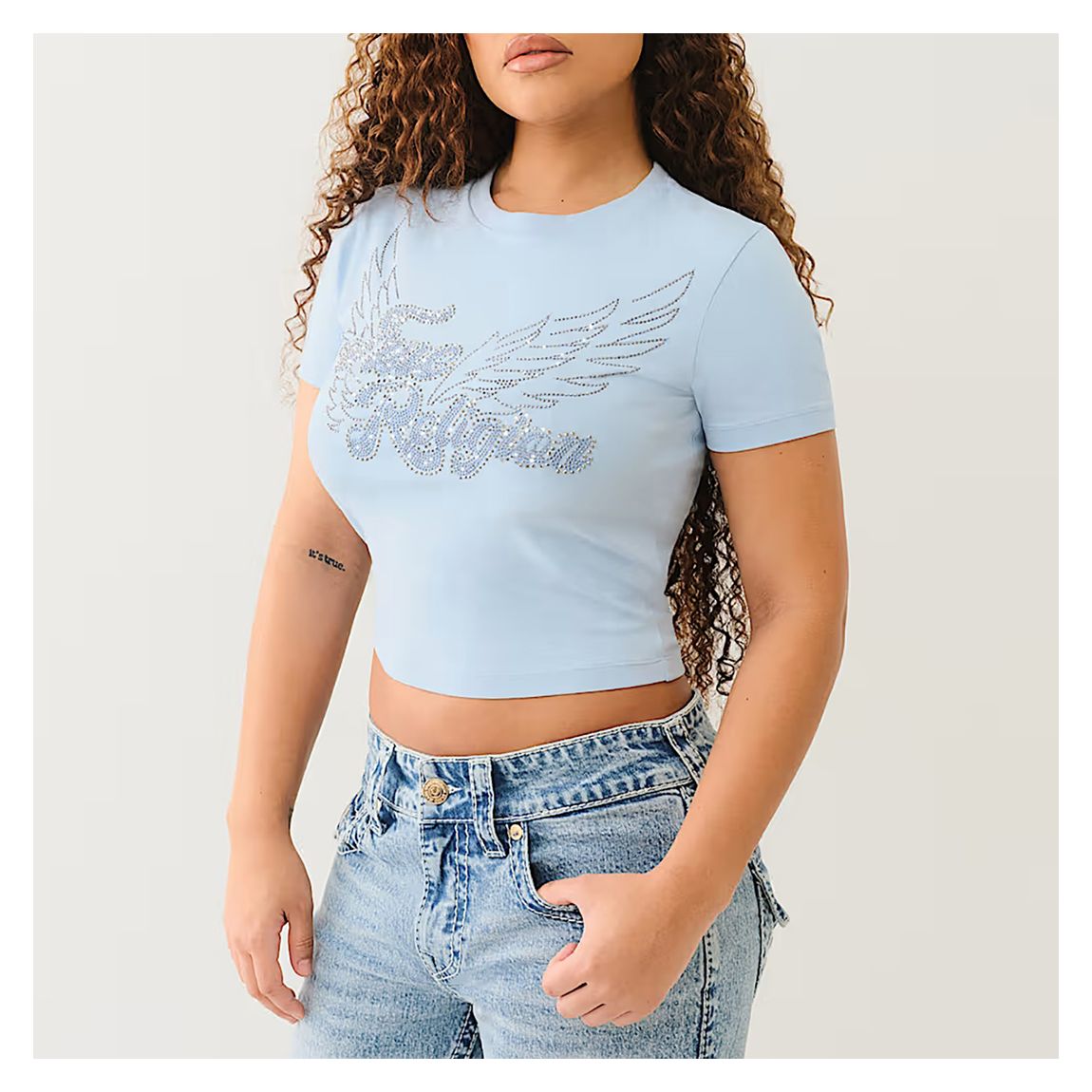 Light Blue Crystal Wing Cotton Blend Baby T-Shirt main product photo