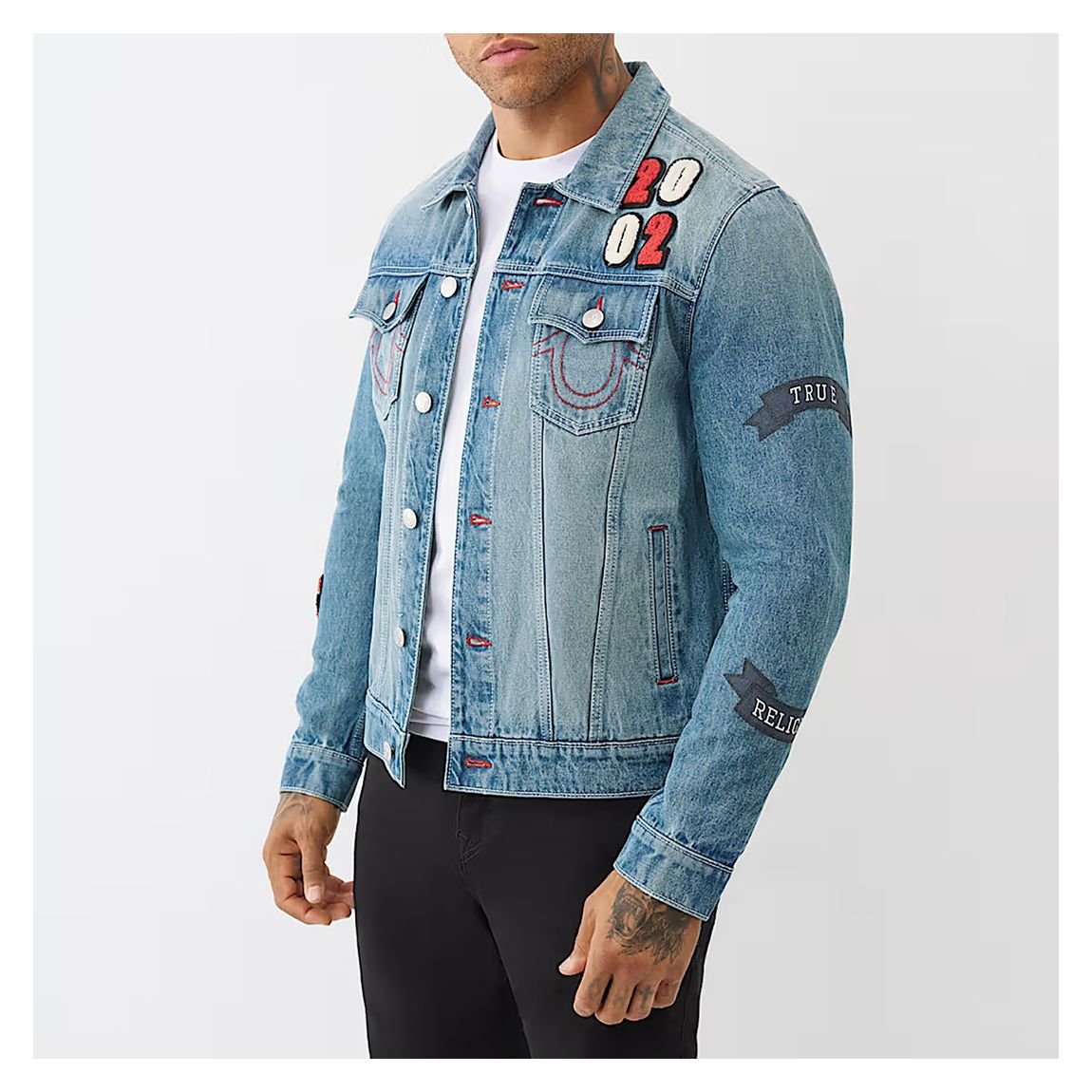 Light Blue Jesse Patch Cotton Trucker Jacket main product photo