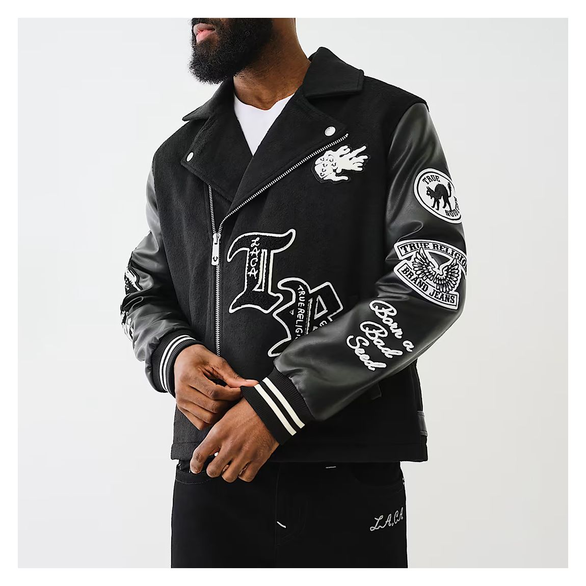 Black Property Of None Biker Jacket main product photo