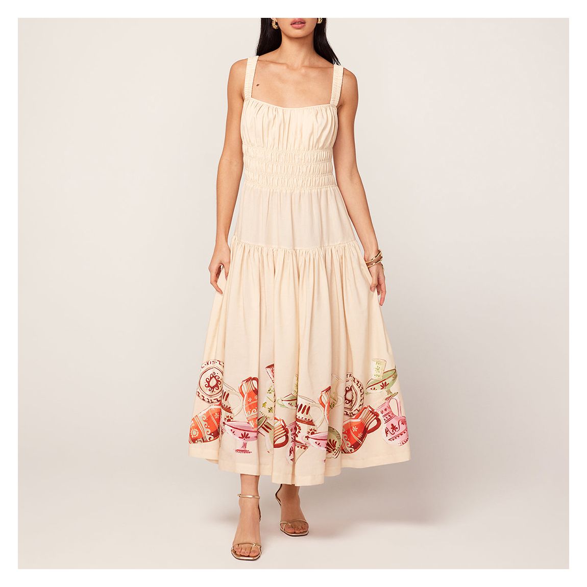 Cream Isobel Pottery Print Midi Dress main product photo