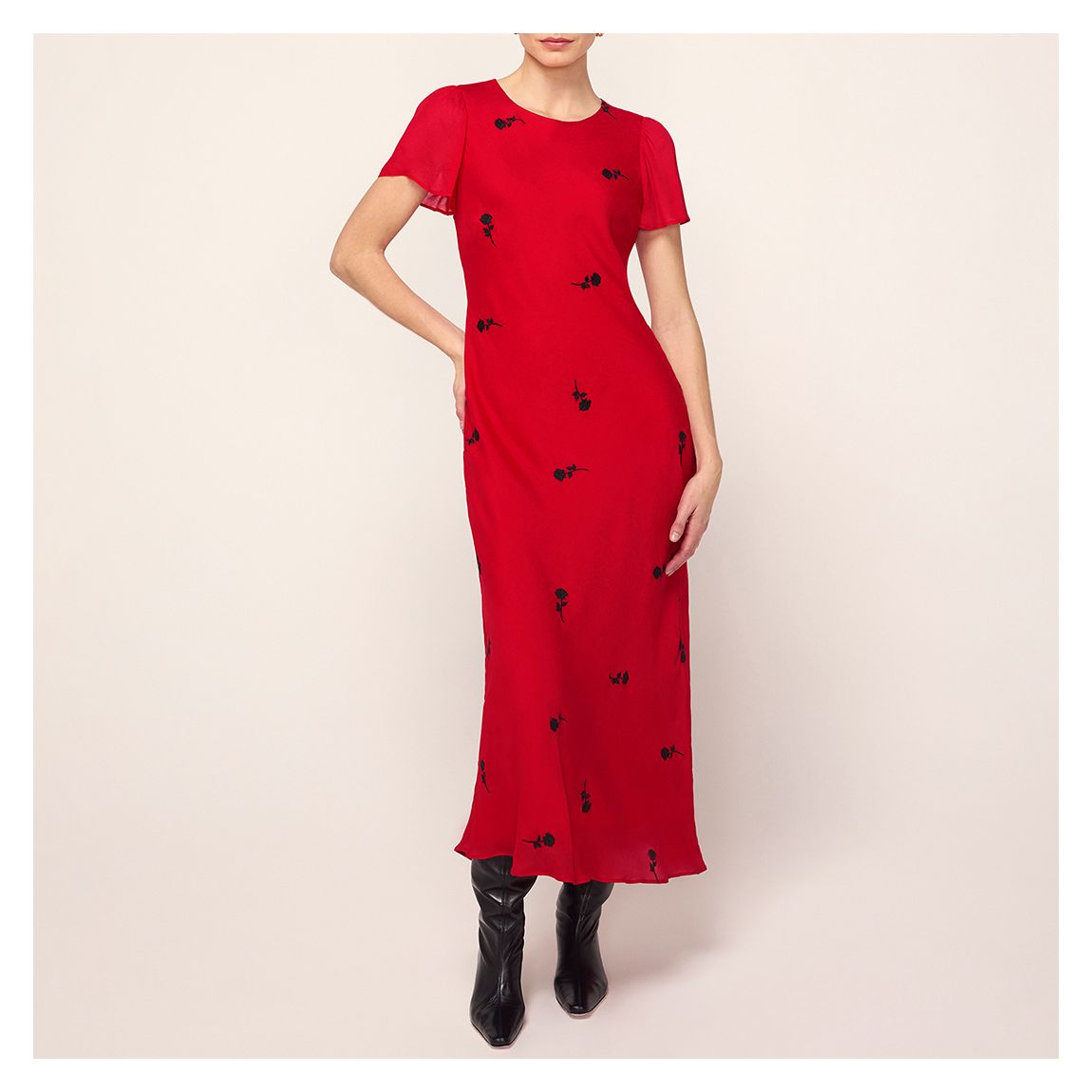Red Marie Rose Embroidered Dress main product photo