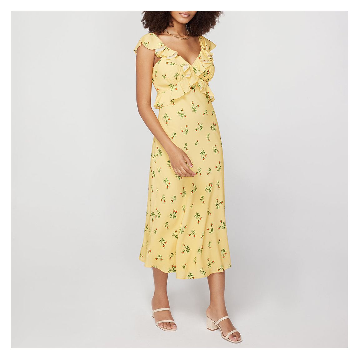 Yellow Rosemary Rosebud Midi Dress main product photo