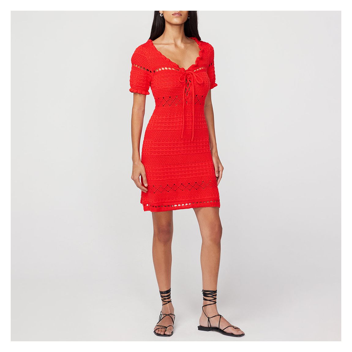 Red Leonie Crochet Knit Mini Dress main product photo
