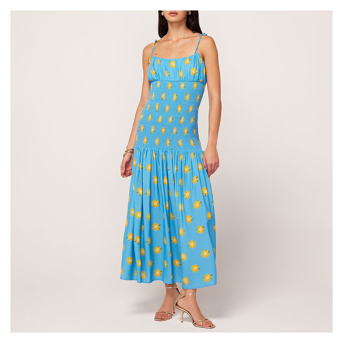 Blue Andrea Sunflower Print Maxi Dress main product photo