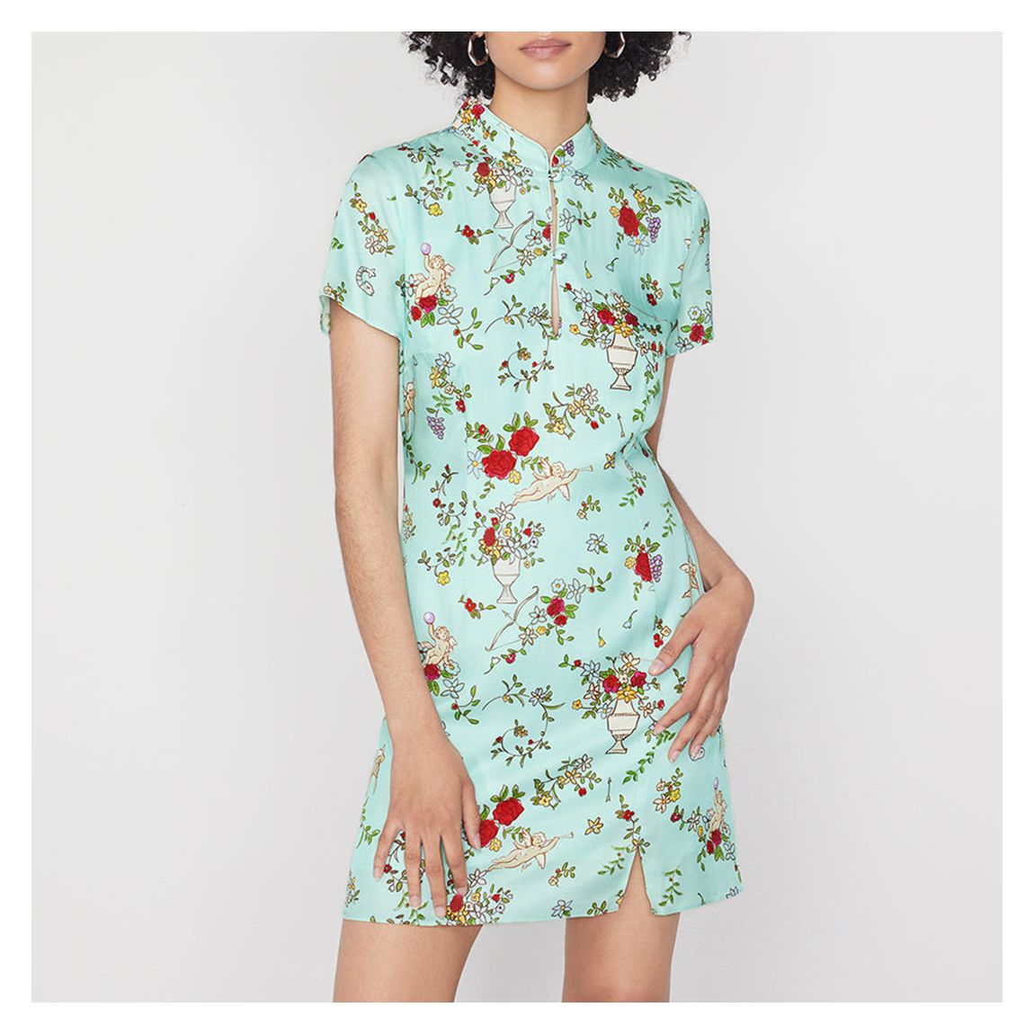 Mint Gretchen Cherub Print Mini Dress main product photo