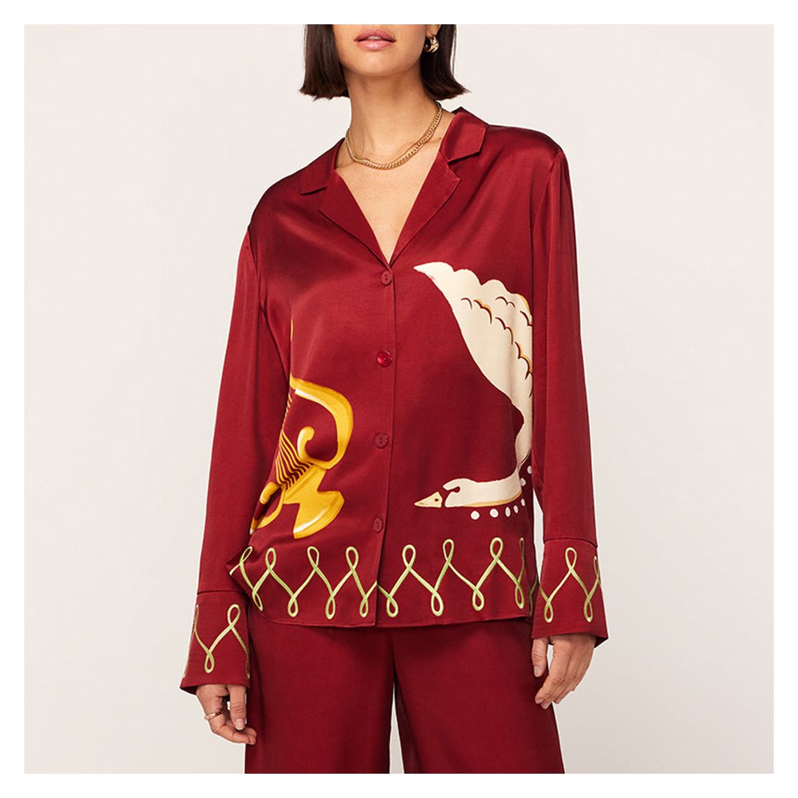 Merlot Cady Cygnus And Lyra Embroidered Shirt main product photo