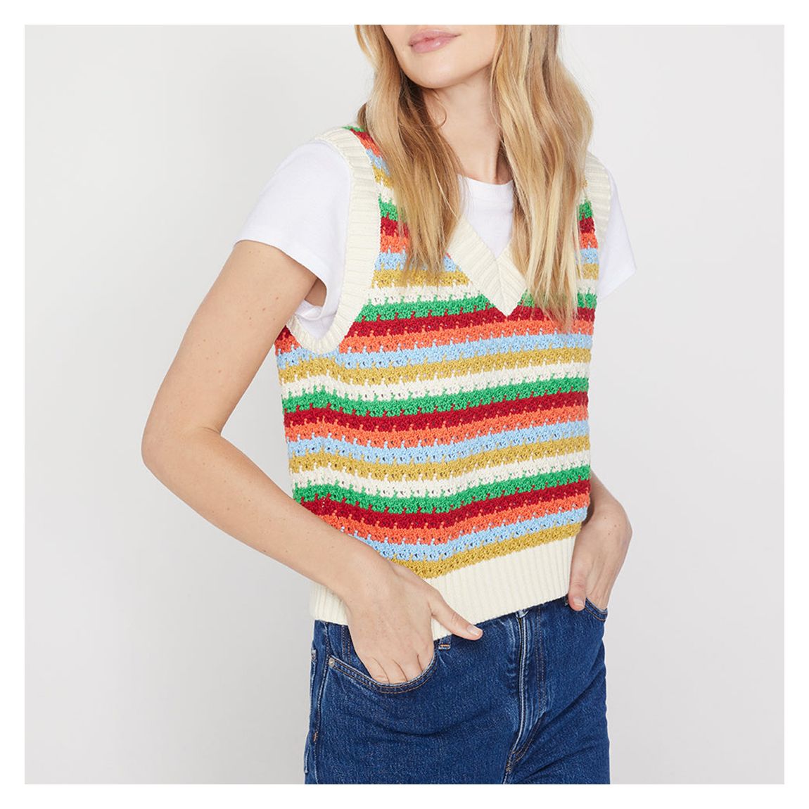 Winona Multi Crochet Knit Top main product photo