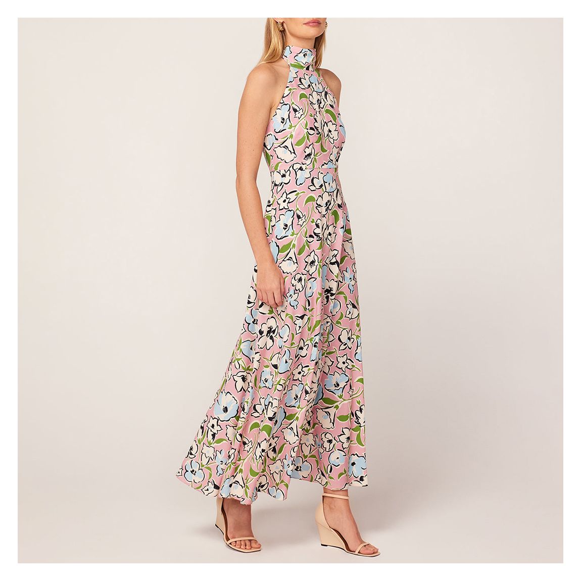 Pink Dakota Floral Print Halterneck Maxi Dress main product photo
