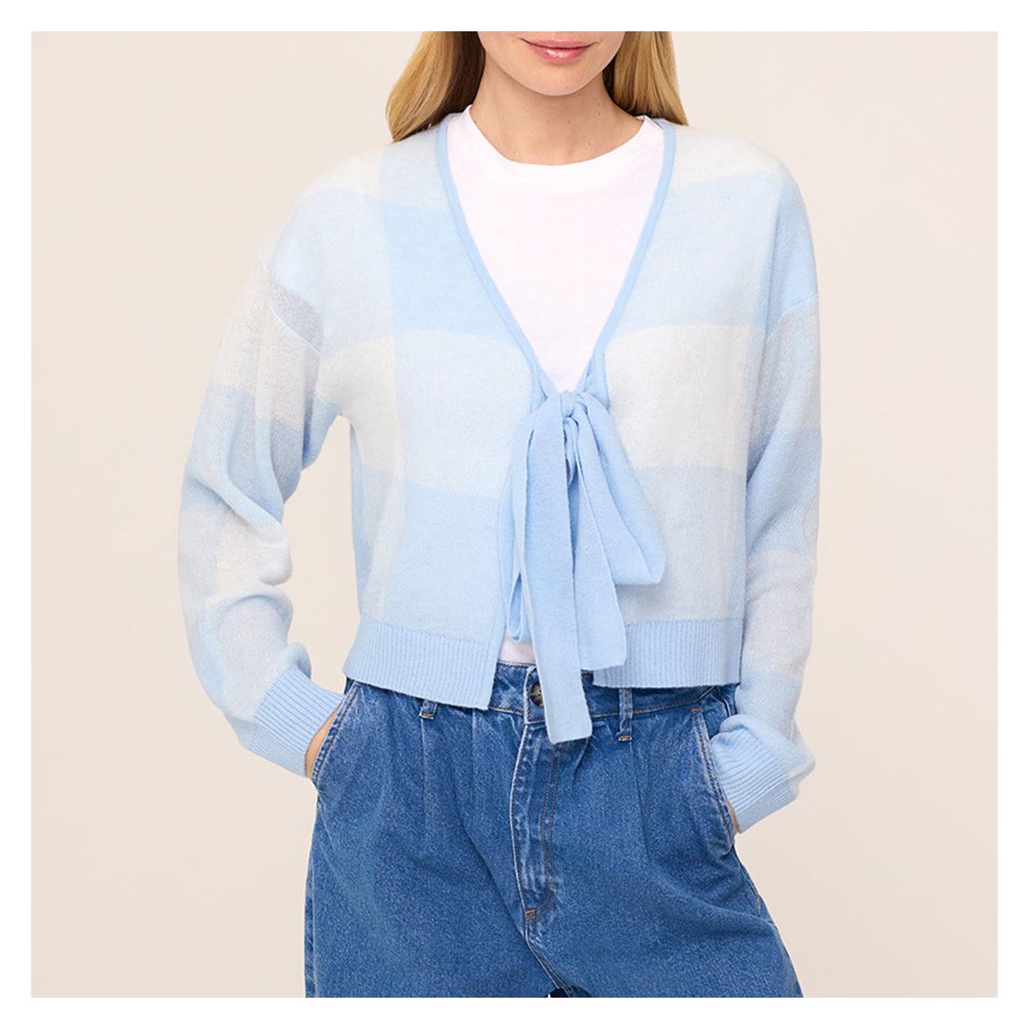 Blue Augusta Check Cardigan main product photo