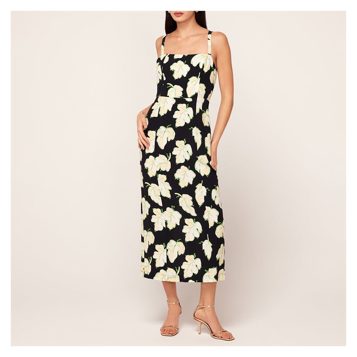 Black Ursula Vine Leaf Midi Dress main product photo