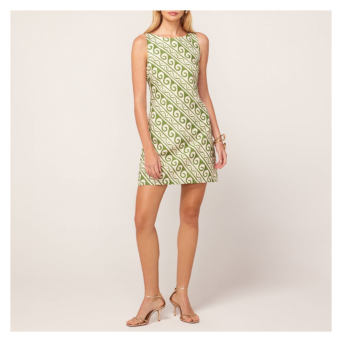 Green Marina Wave Print Mini Dress main product photo