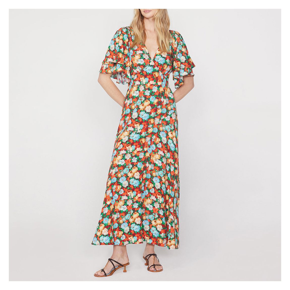 Blue Tallulah Impressionist Floral Print Maxi Dress main product photo