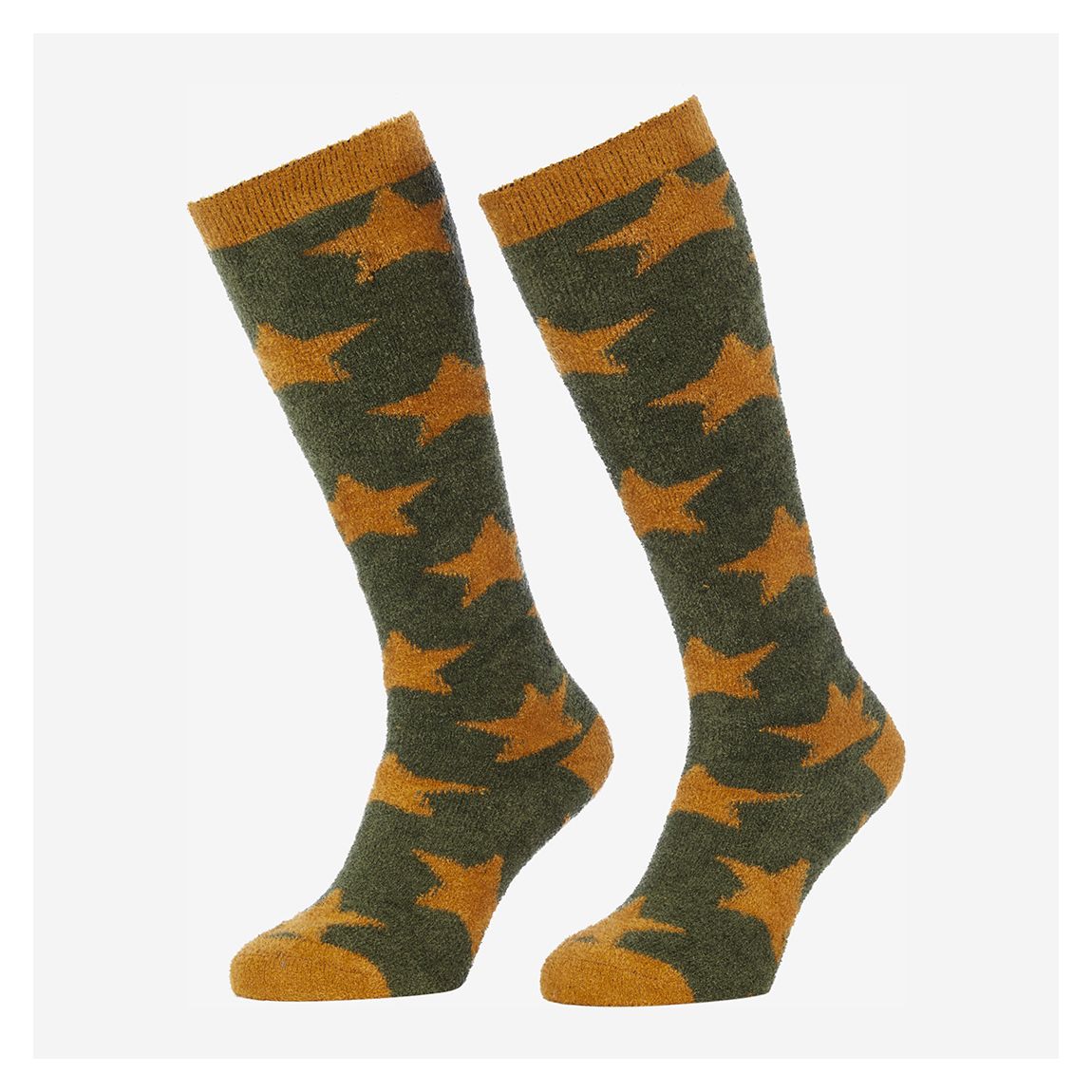 Khaki Sasha Star Fluffy Knee Socks main product photo