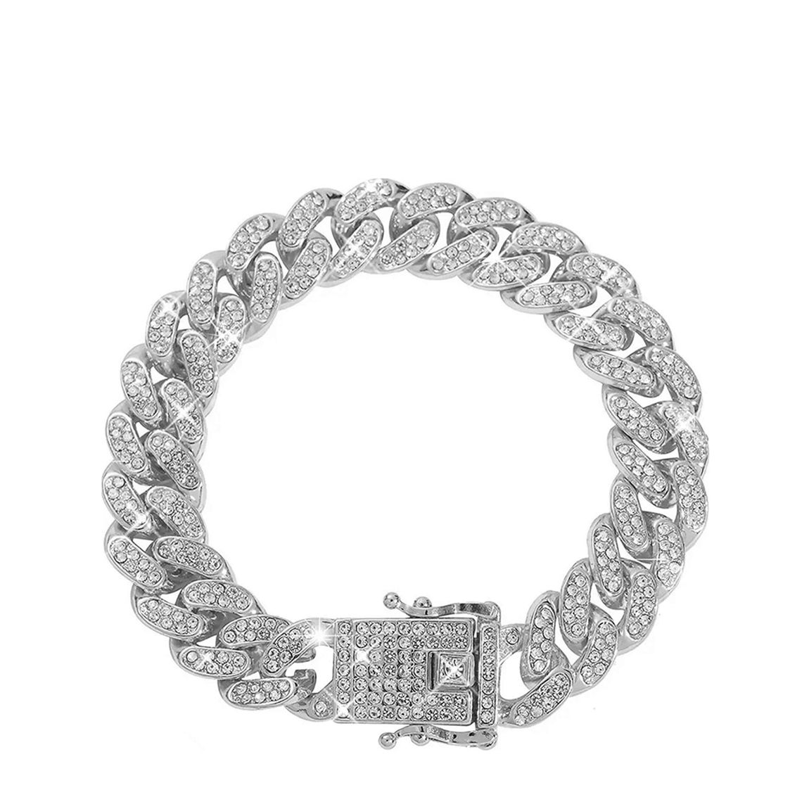 18K White Gold Pave Chain Link Bracelet main product photo