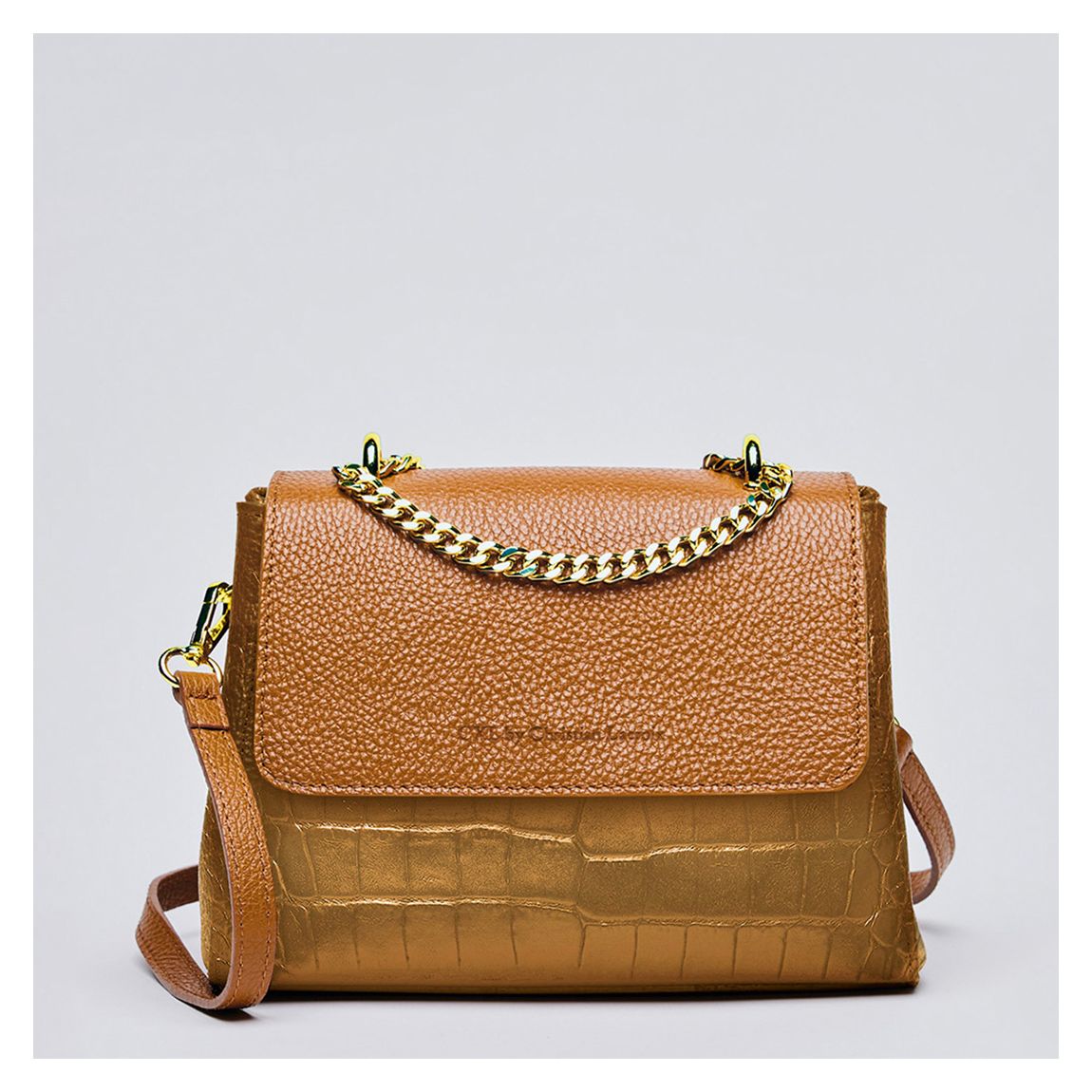 Orange Italian Crocodile Leather Cremieux Shoulder Bag main product photo