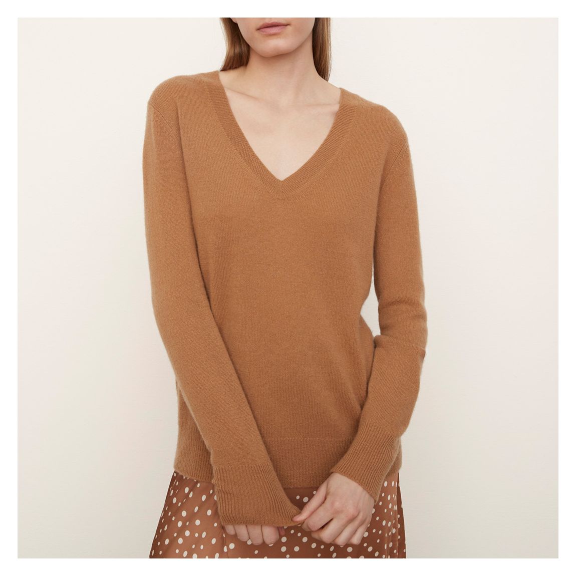 Camel V Neck Cashmere Jumper main product photo
