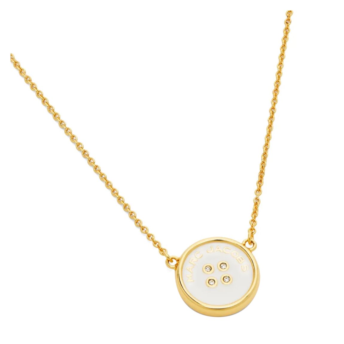 Women's Gold & White Marc Jacobs The Button Pendant Necklace main product photo
