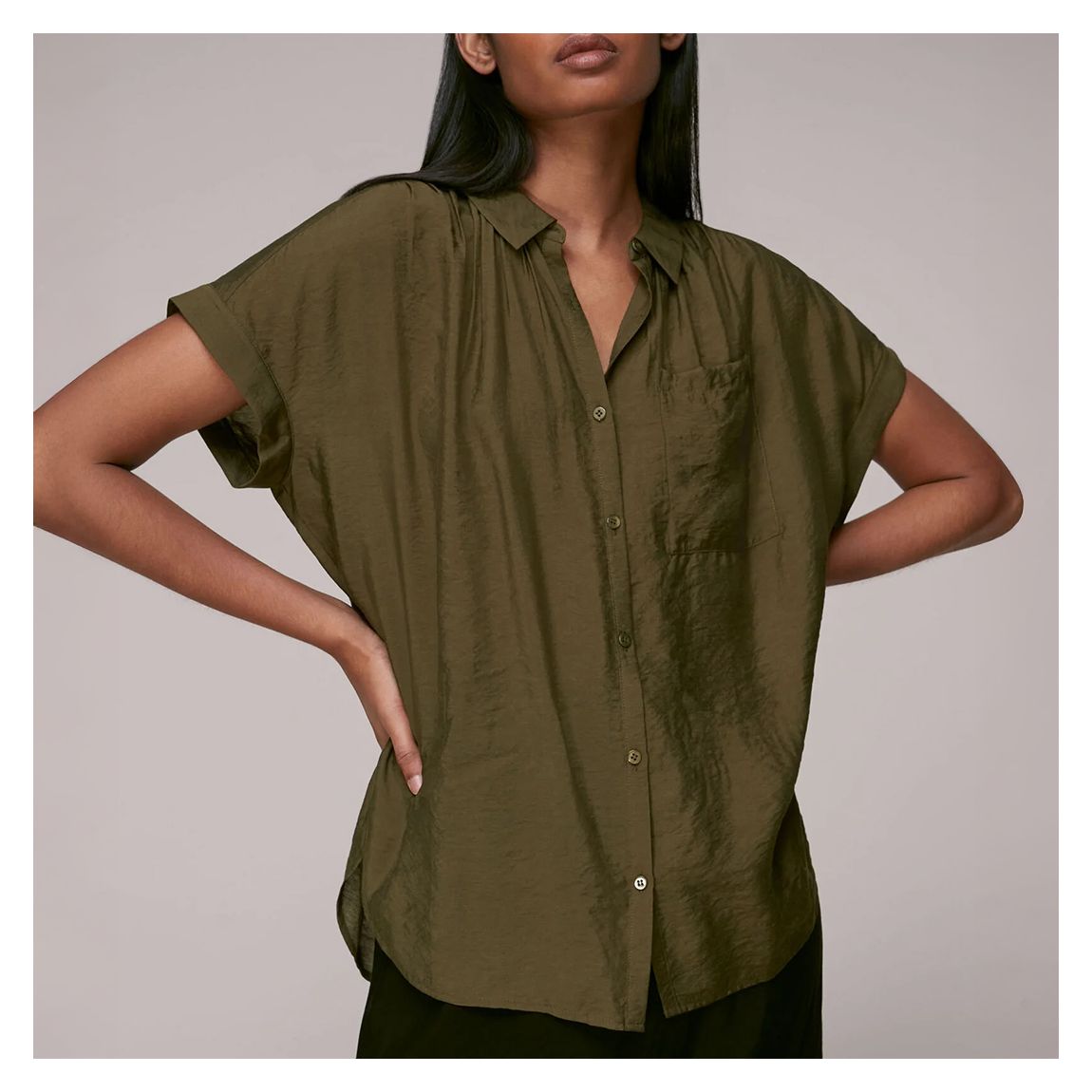 Khaki Nicola Button Up Shirt main product photo