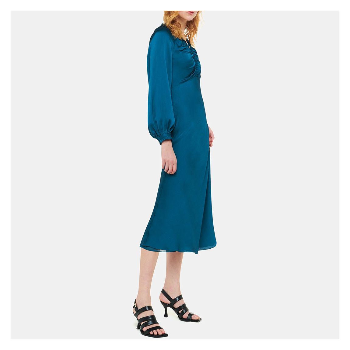 Blue Aurora Satin Midi Dress main product photo