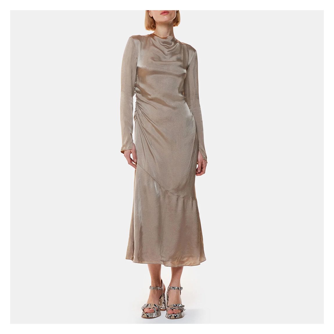 Taupe Luna Cowl Neck Midi Dress main product photo