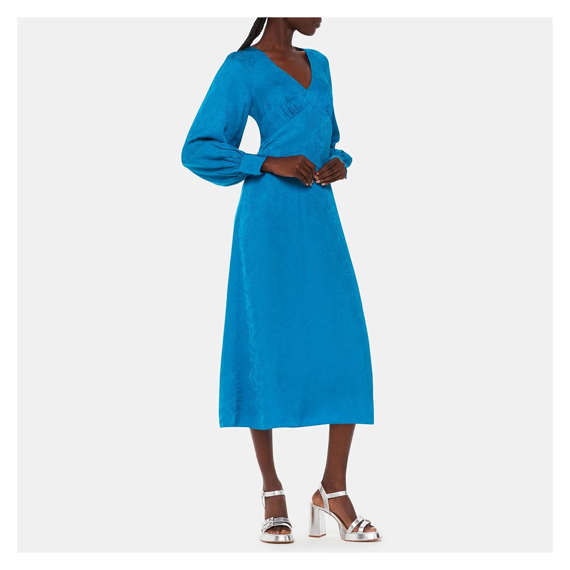 Blue Serpent Jacquard Midi Dress main product photo