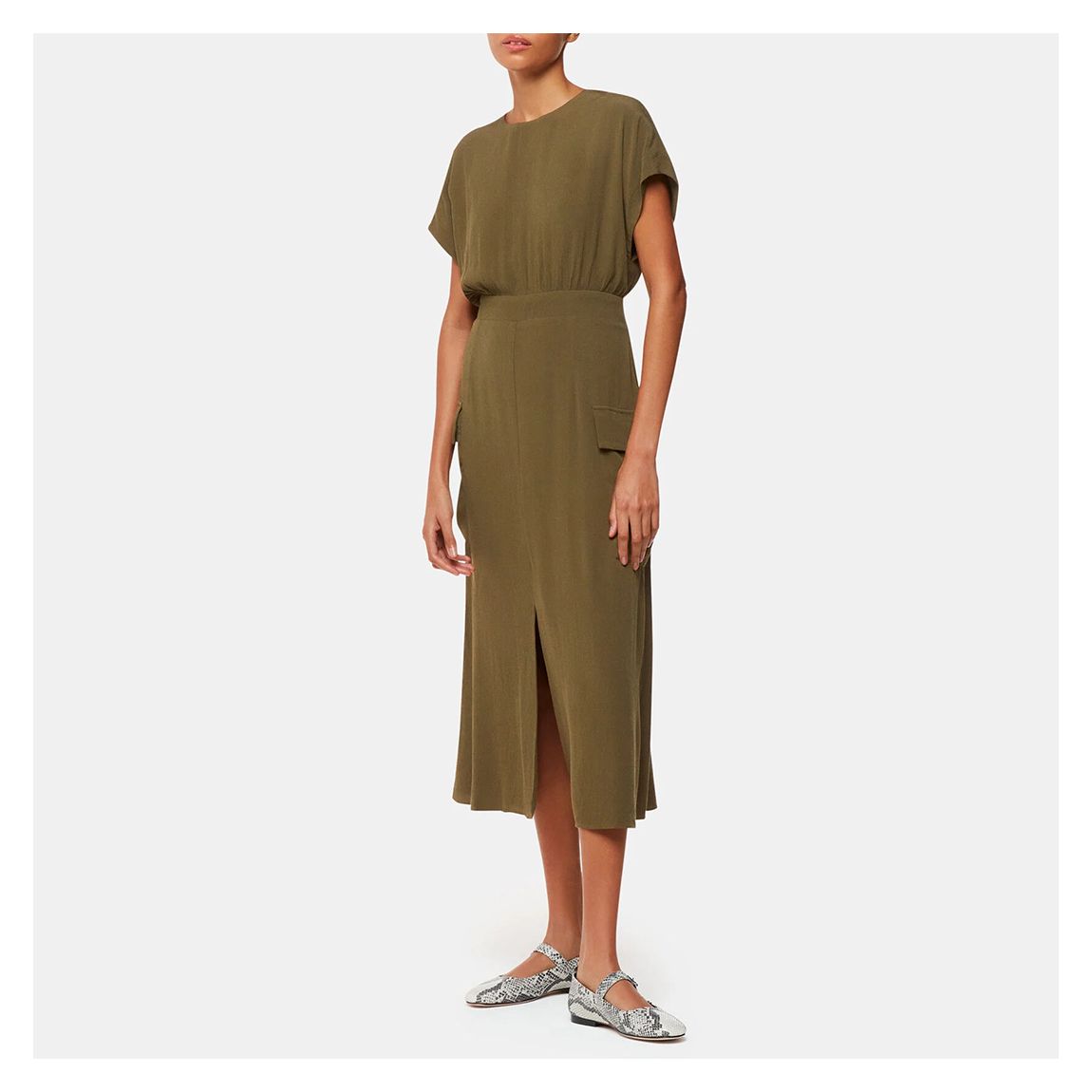 Khaki Pocket Detail Midi Dress main product photo