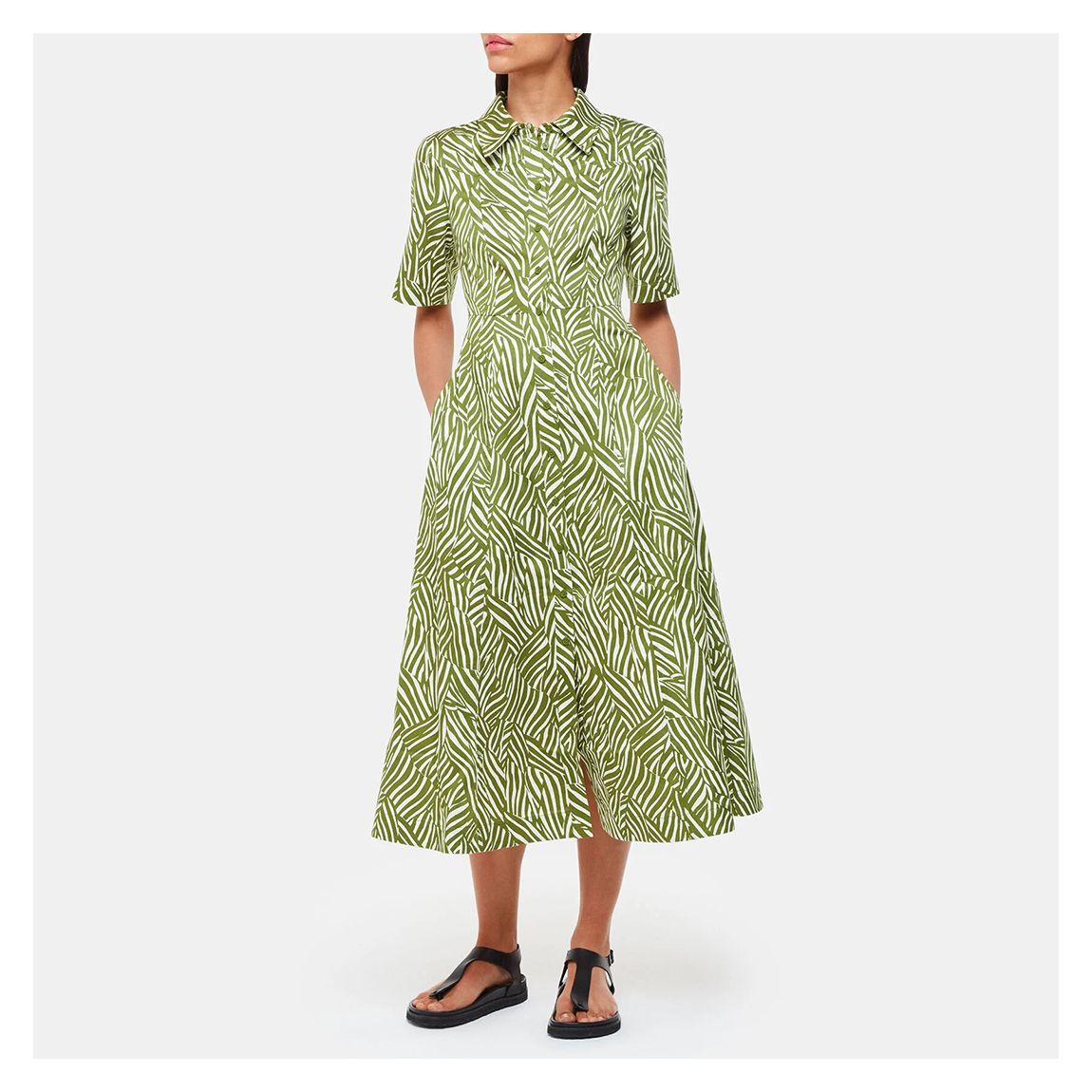 Green Linear Leaf Midi Dress main product photo