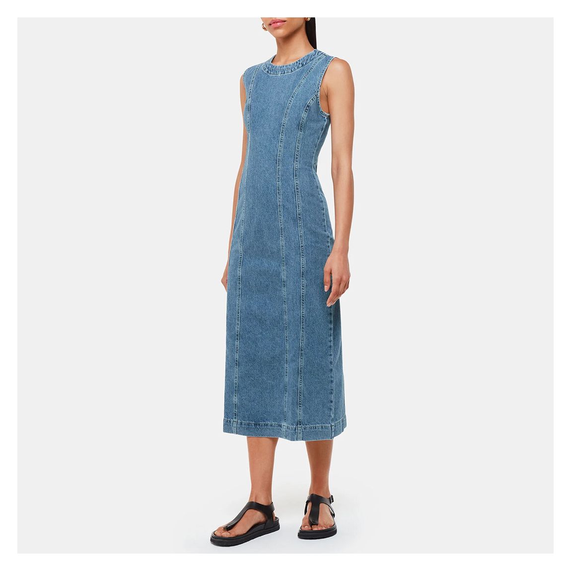 Blue Sleeveless Denim Midi Dress main product photo