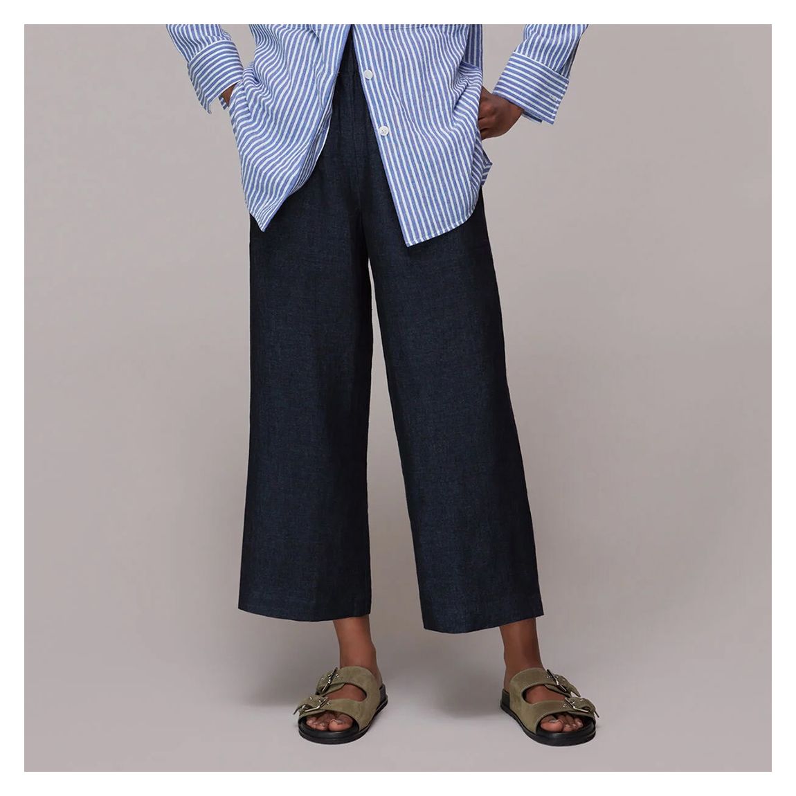 Navy Linen Indigo Trousers main product photo
