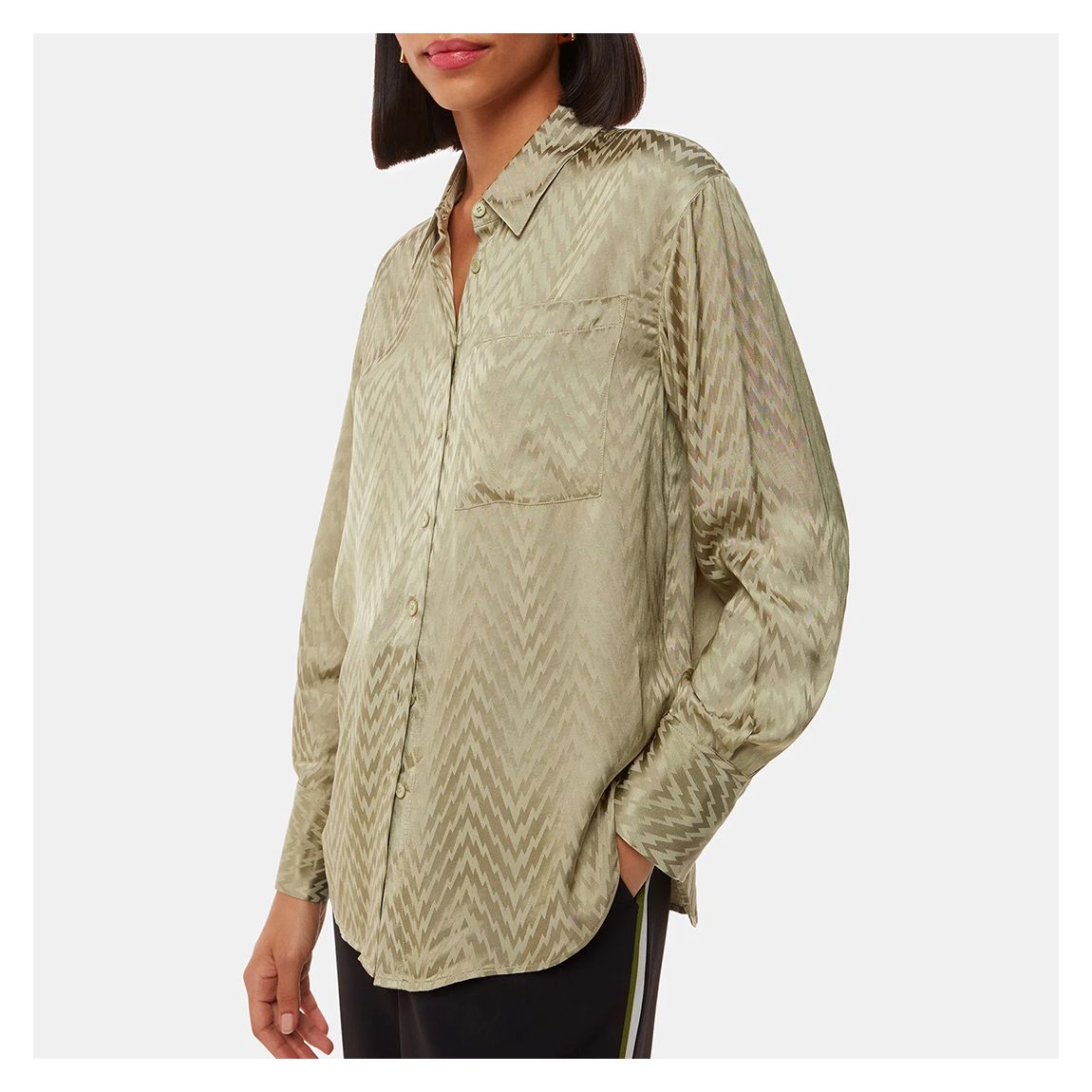 Khaki Jacquard Zig Zag Print Shirt main product photo