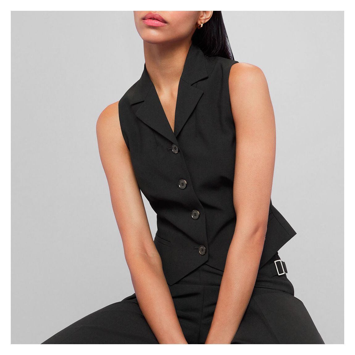 Black Sia Wool Blend Waistcoat main product photo