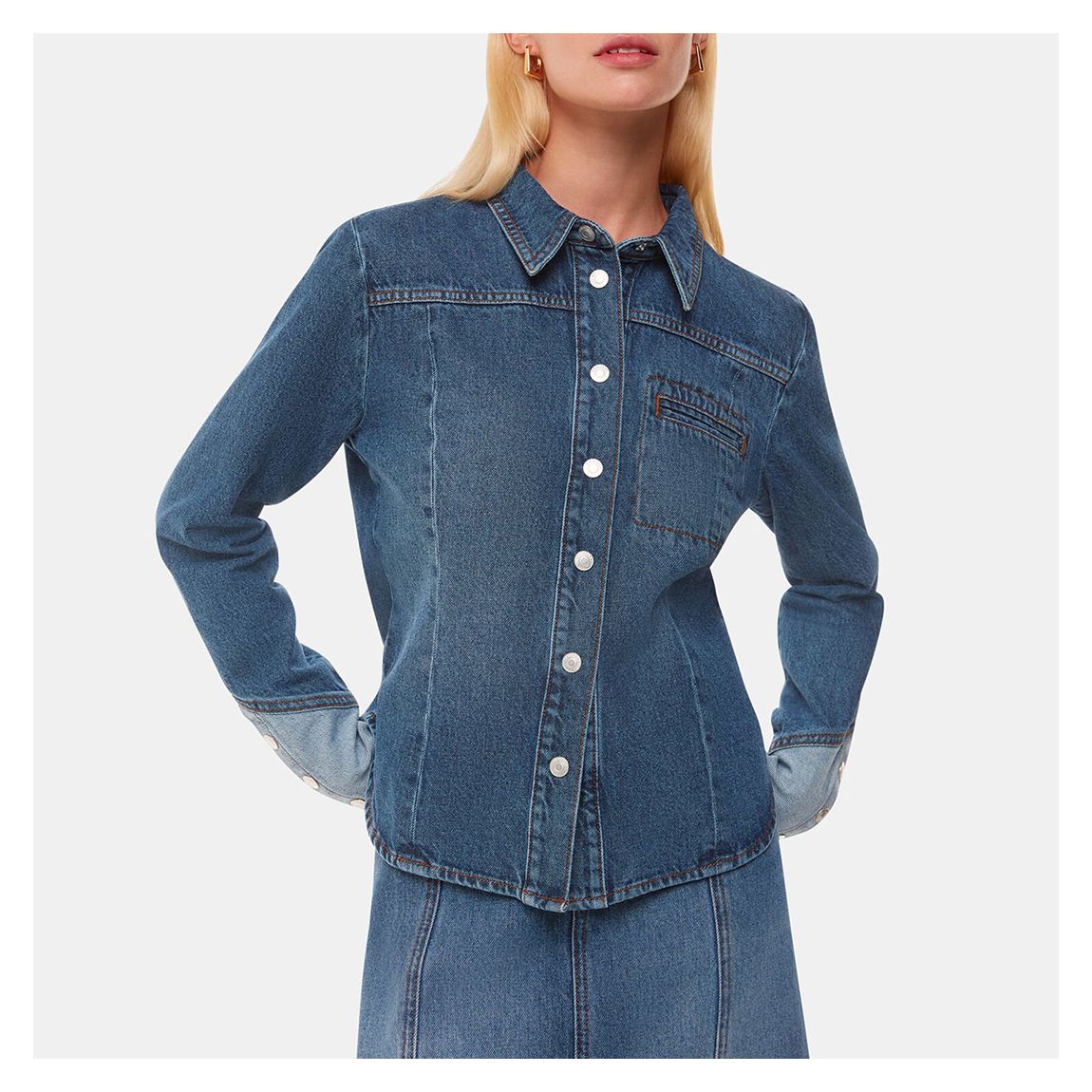 Dark Blue Patchwork Denim Shirt main product photo