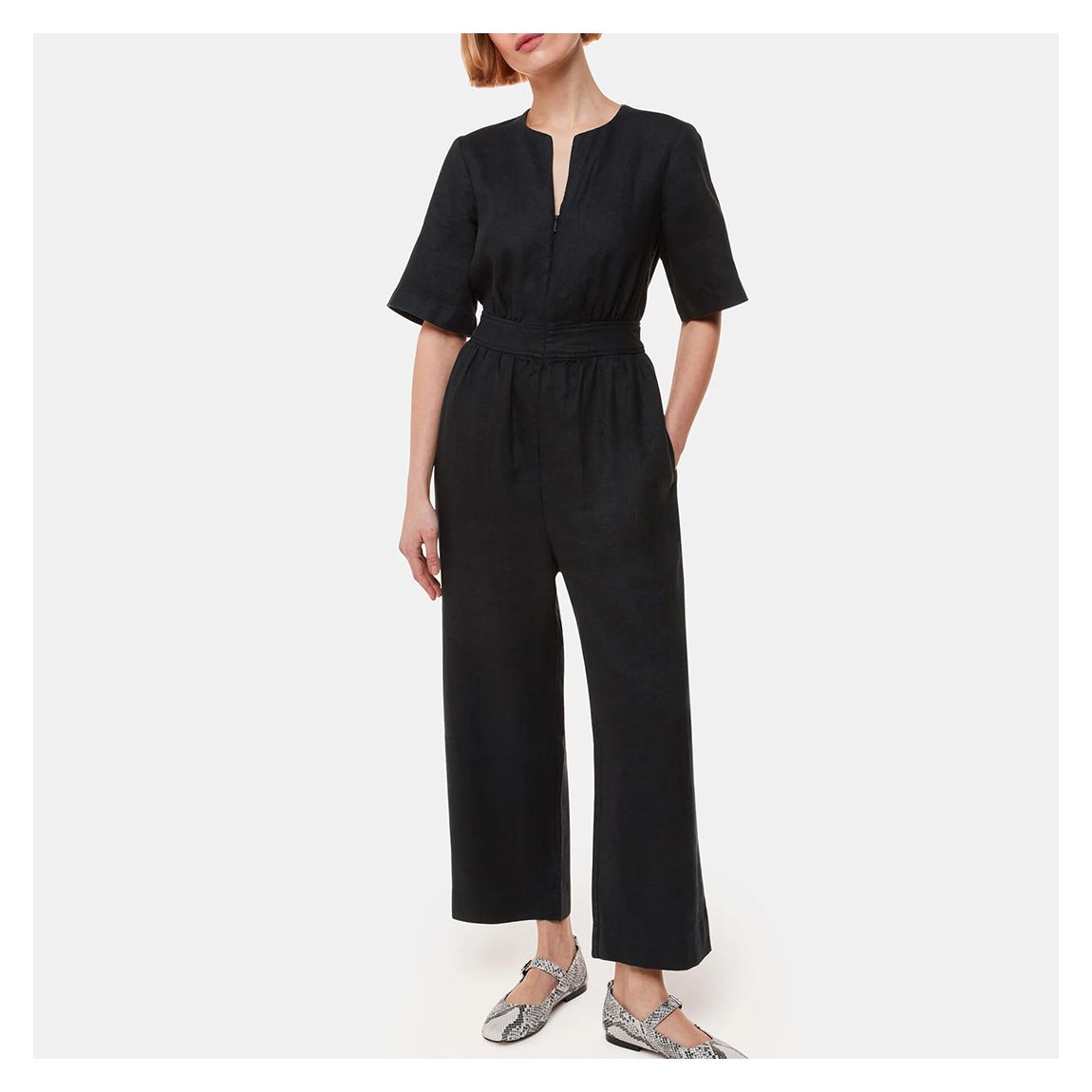 Black Cosima Linen Jumpsuit main product photo