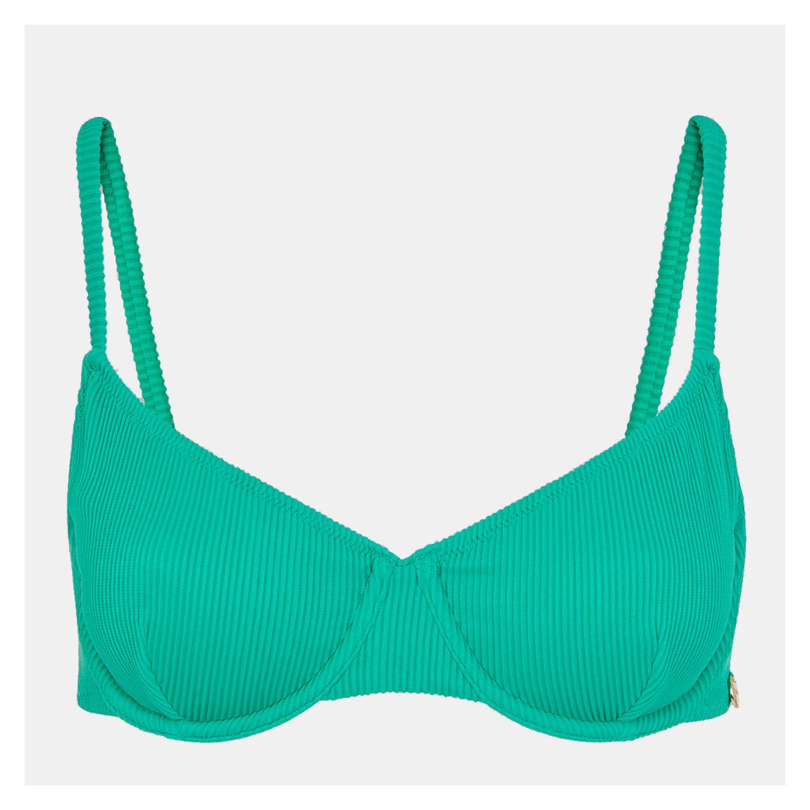Green Ribbed Underwire Bikini Top main product photo