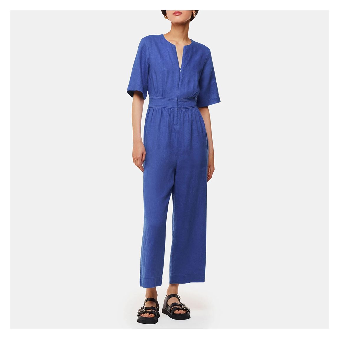 Blue Cosima Linen Jumpsuit main product photo