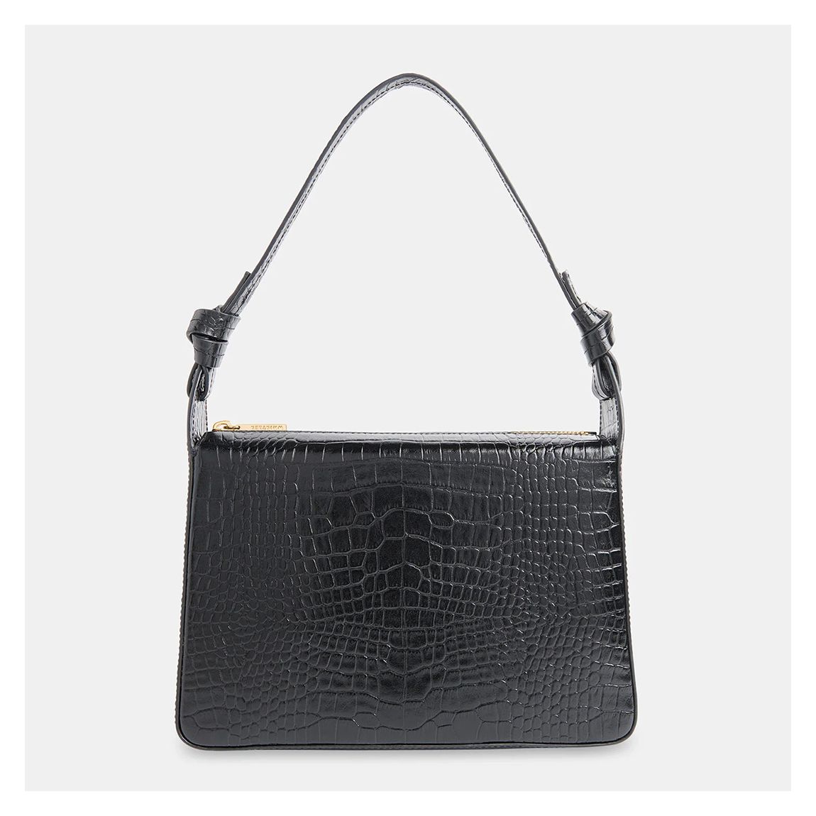 Black Erica Croc Shoulder Bag main product photo