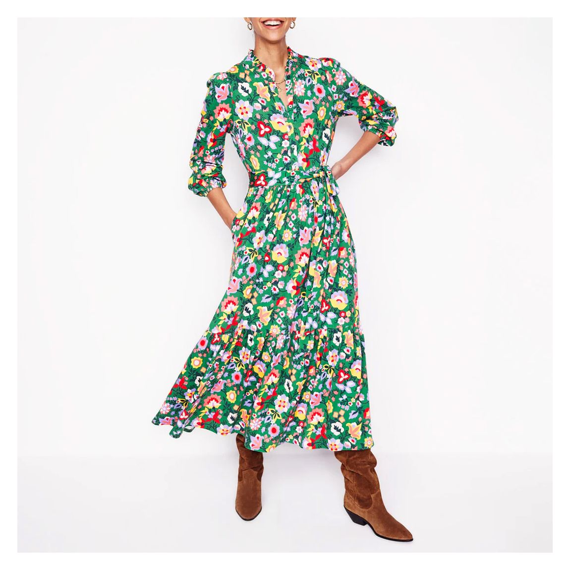 Green Willow Tiered Printed Dress main product photo