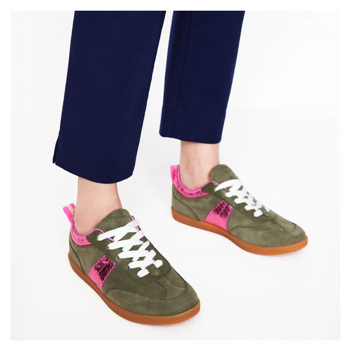 Khaki/Pink Erin Retro Tennis Trainers main product photo