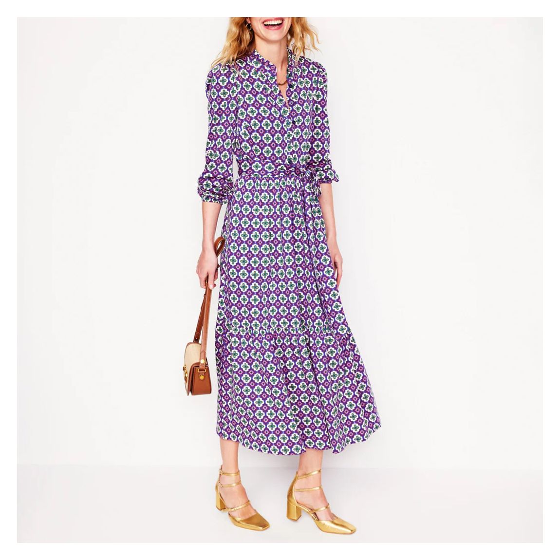 Purple Willow Tiered Printed Dress main product photo