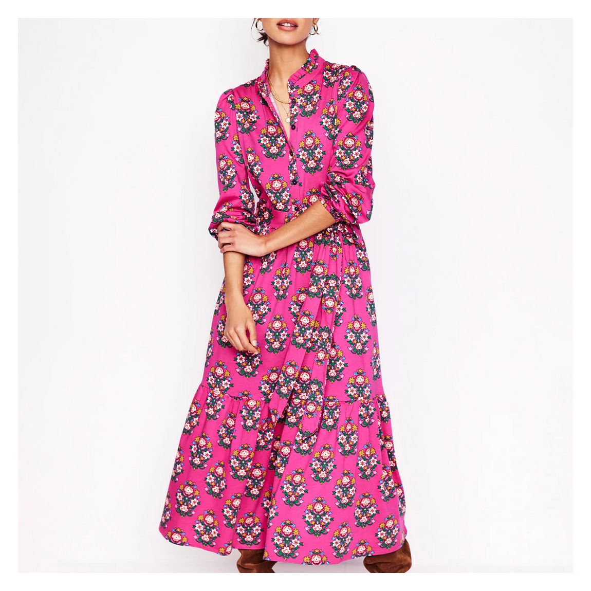 Fuschia Willow Tiered Printed Dress main product photo