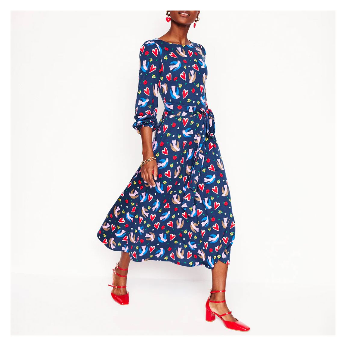 Navy Leandra Printed Midi Dress main product photo