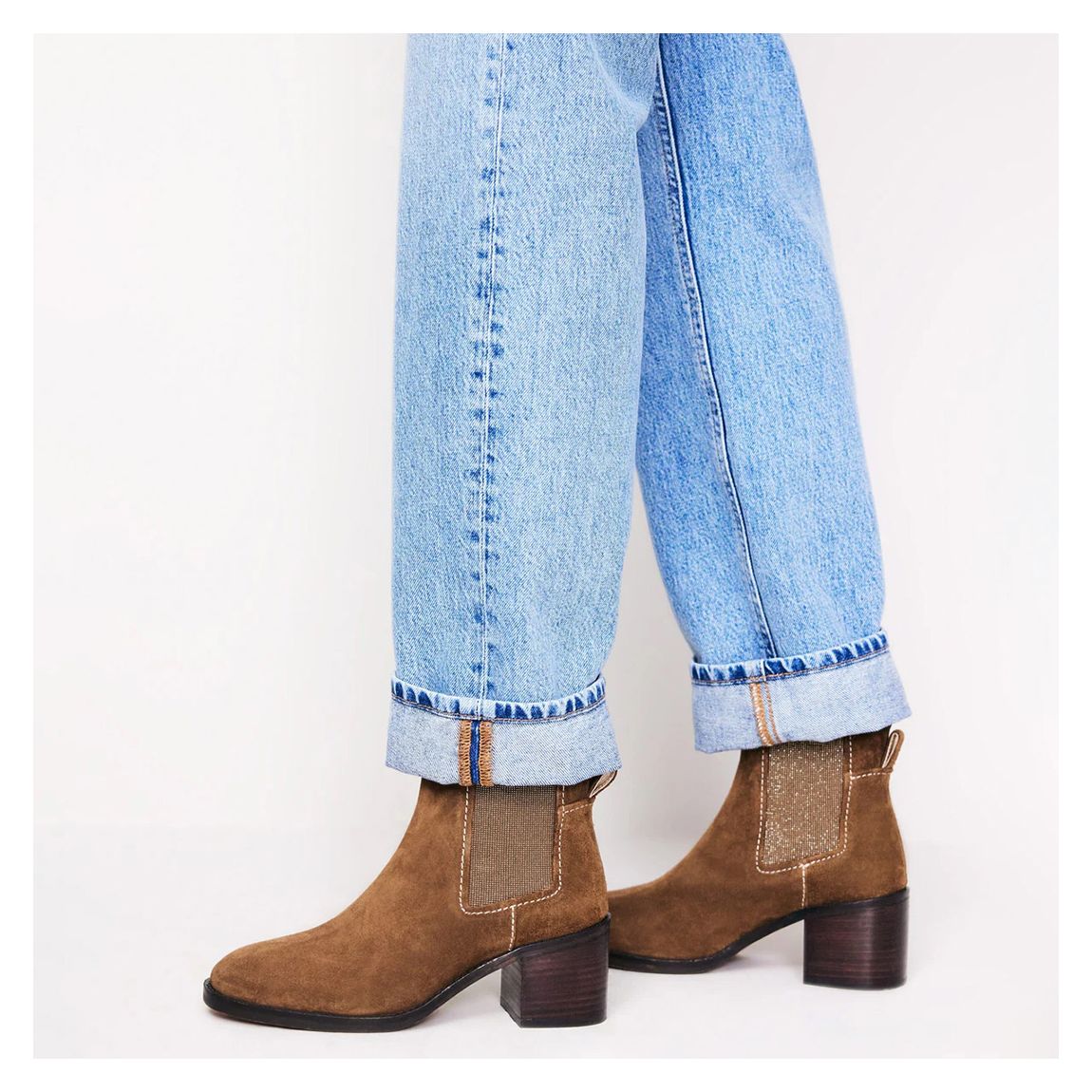 Tan Chelsea Block Heel Boots main product photo