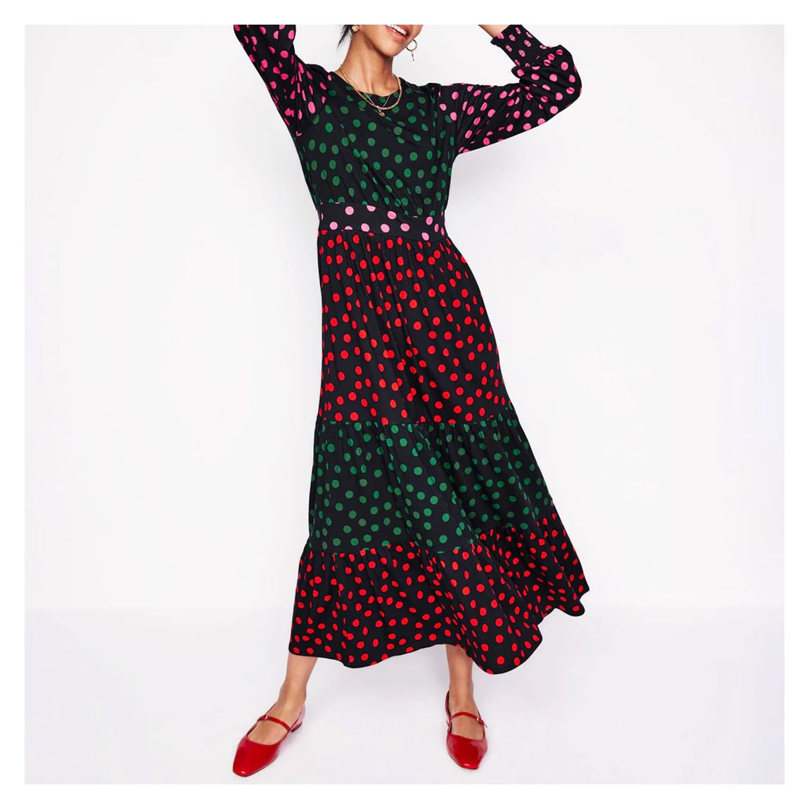 Black/Multi Spot Tabitha Tiered Dress main product photo