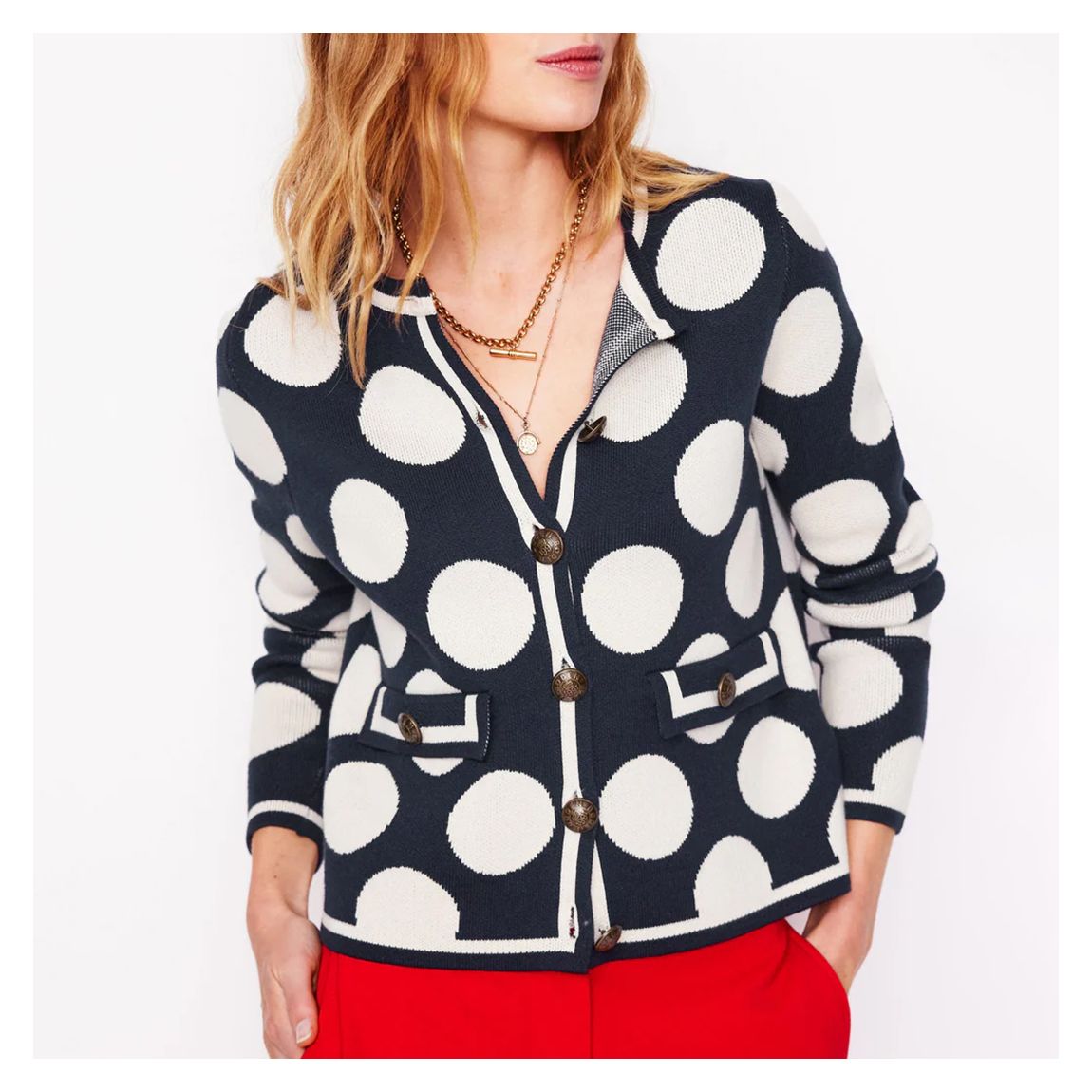Navy Spot Holly Knitted Jacket main product photo