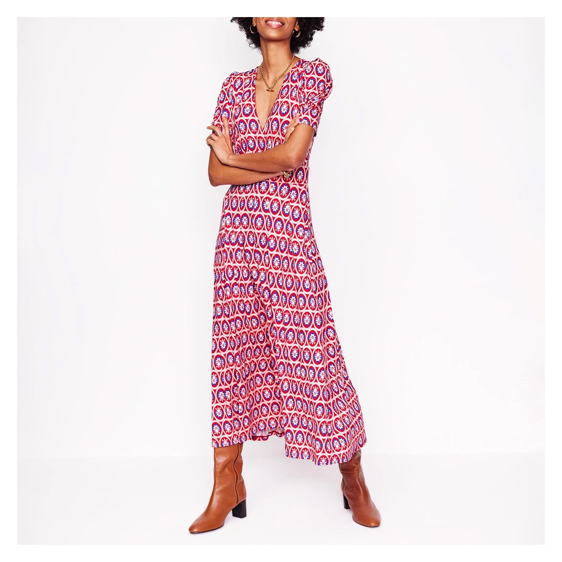 Pink Multi Kristen Pleated Dress main product photo