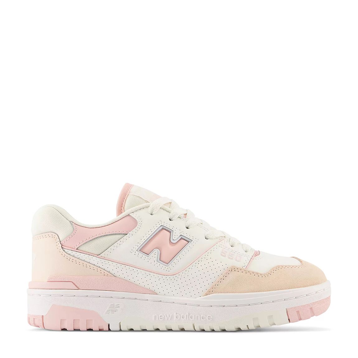 Women's White Pink New Balance 550 Trainers main product photo