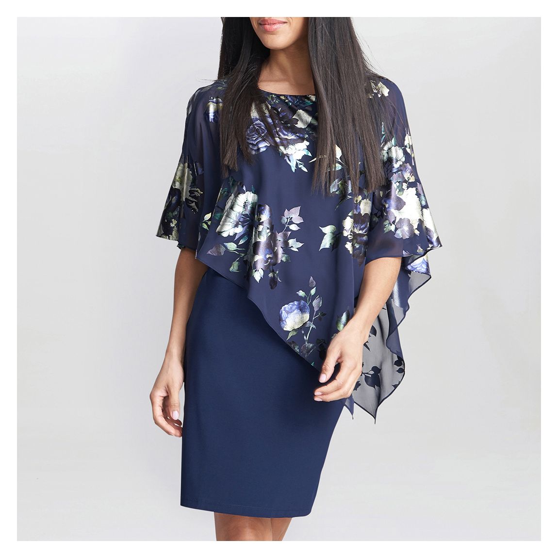 Navy Gaby Floral Printed Asymmetric Dress main product photo