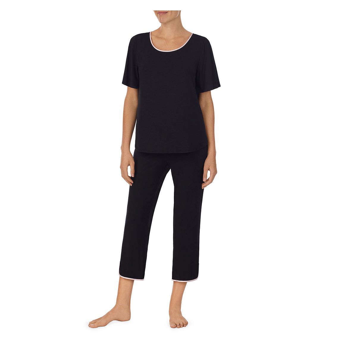 Cropped Jersey Pyjama Set-Black main product photo