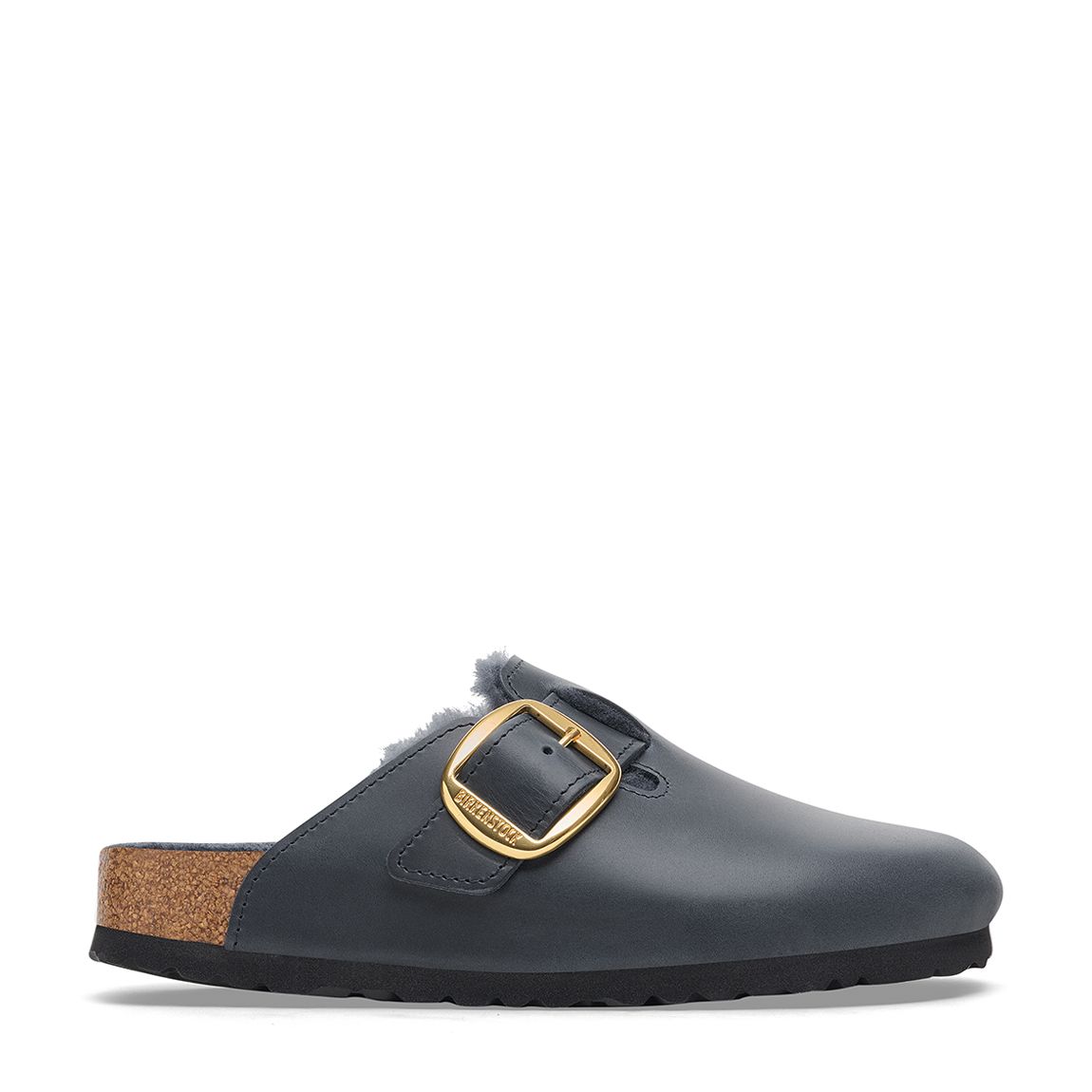 Women's Navy Boston Big Buckle Shearling Lined Clogs main product photo